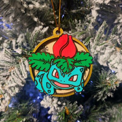 Wooden Colorful Pokémon Christmas Ornaments - Ivysaur