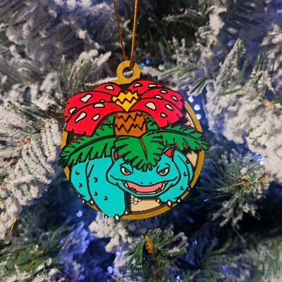 Wooden Colorful Pokémon Christmas Ornaments - Venusaur