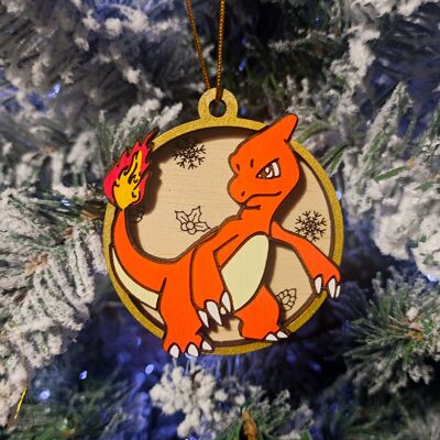 Wooden Colorful Pokémon Christmas Ornaments - Charmeleon