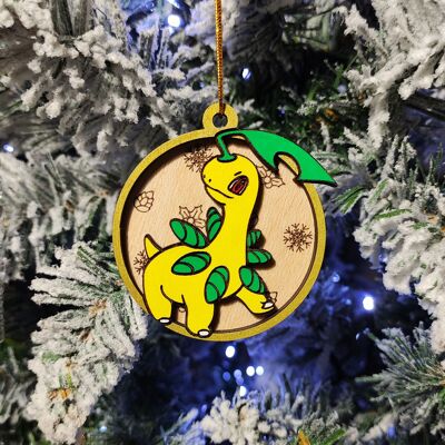 Décorations de Noël Pokémon colorées en bois - Bayleef