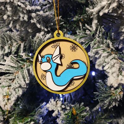 Décorations de Noël Pokémon colorées en bois - Dratini