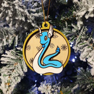 Décorations de Noël Pokémon colorées en bois - Dragonair