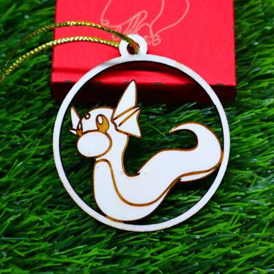 Décorations de Noël Pokémon gravées en bois - Dratini