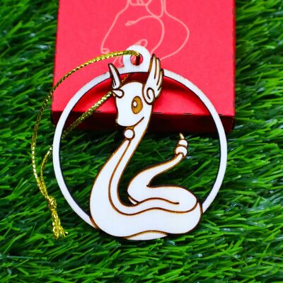 Décorations de Noël Pokémon gravées en bois – Dragonair
