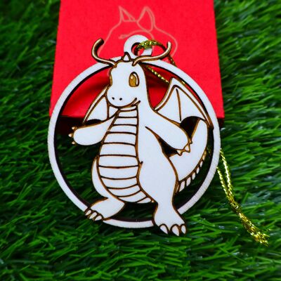 Décorations de Noël Pokémon gravées en bois - Dracolosse
