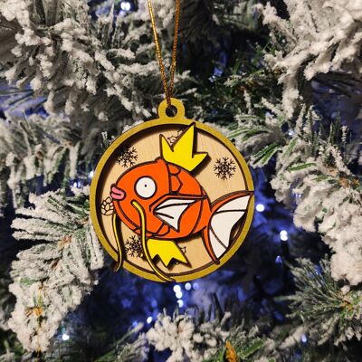 Wooden Colorful Pokémon Christmas Ornaments - Magikarp