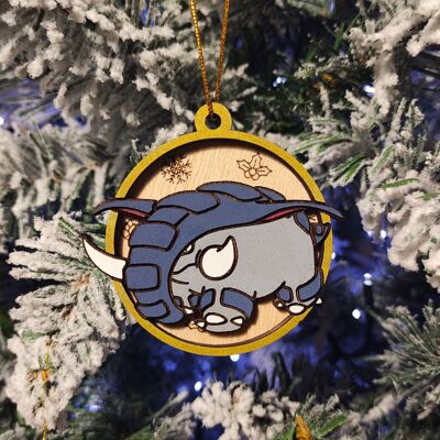 Wooden Colorful Pokémon Christmas Ornaments - Donphan