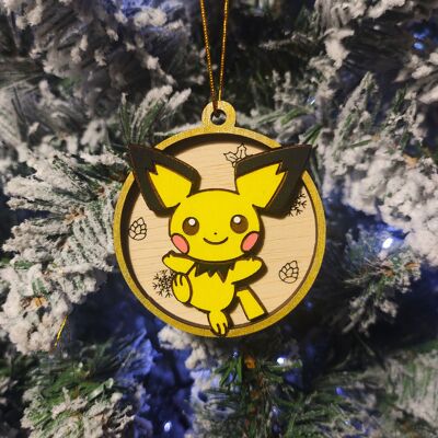Adornos navideños de madera de Pokémon de colores - Pichu
