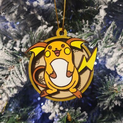 Décorations de Noël Pokémon colorées en bois - Raichu