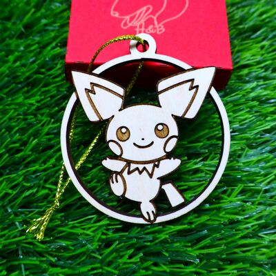 Décorations de Noël Pokémon gravées en bois - Pichu