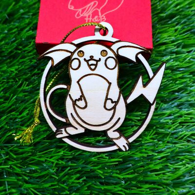 Décorations de Noël Pokémon gravées en bois - Raichu