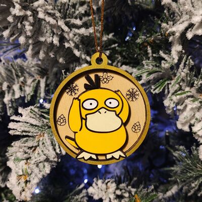 Décorations de Noël Pokémon colorées en bois - Psyduck