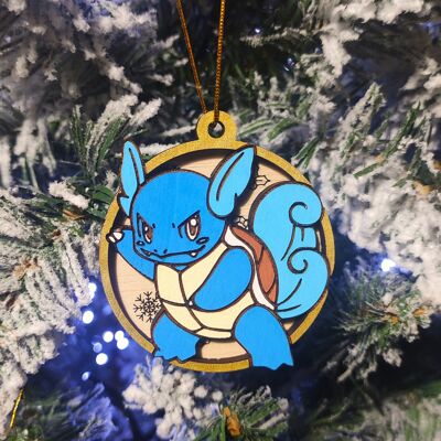 Décorations de Noël Pokémon colorées en bois - Wartortle