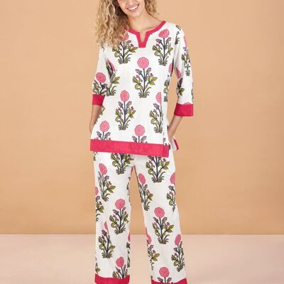 Pijama de algodón floral para mujer Rosette Bloom