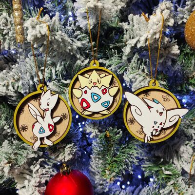 Adornos navideños de madera de Pokémon de colores - Evoluciones de Togepi