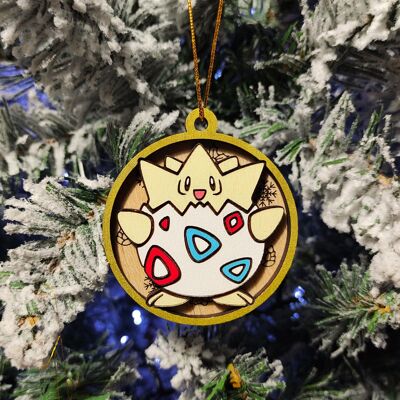 Wooden Colorful Pokémon Christmas Ornaments - Togepi