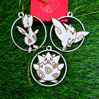 Wooden Engraved Pokémon Christmas Ornaments - Togepi Evolutions