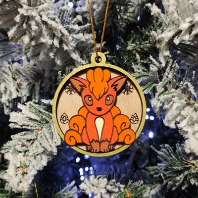Wooden Colorful Pokémon Christmas Ornaments - Vulpix