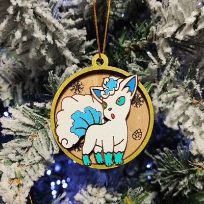 Wooden Colorful Pokémon Christmas Ornaments - Alolan Vulpix