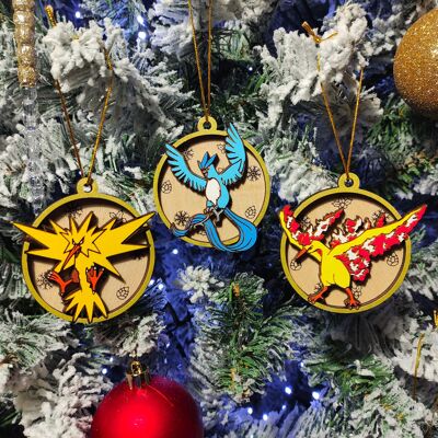 Wooden Colorful Pokémon Christmas Ornaments - Legendary Line