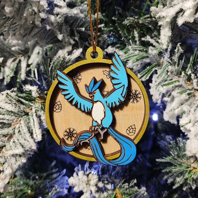 Wooden Colorful Pokémon Christmas Ornaments - Articuno
