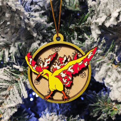Wooden Colorful Pokémon Christmas Ornaments - Moltres
