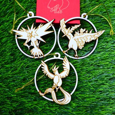 Wooden Engraved Pokémon Christmas Ornaments - Legendary Line