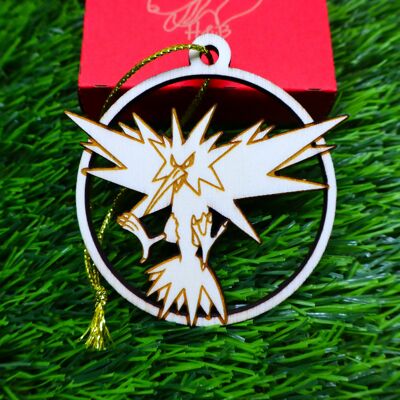 Wooden Engraved Pokémon Christmas Ornaments - Zapdos