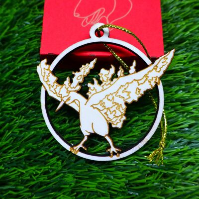 Wooden Engraved Pokémon Christmas Ornaments - Moltres