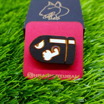 Colorful Super Mario Inspired Wooden Pin, Bullet Bill, Geek Retro Gamer Badge