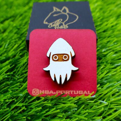 Colorful Super Mario Inspired Wooden Pin, Blooper, Geek Retro Gamer Badge