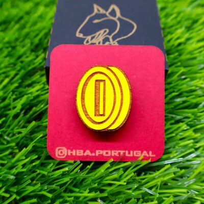 Pin's en bois coloré inspiré de Super Mario, pièce de monnaie, badge rétro geek
