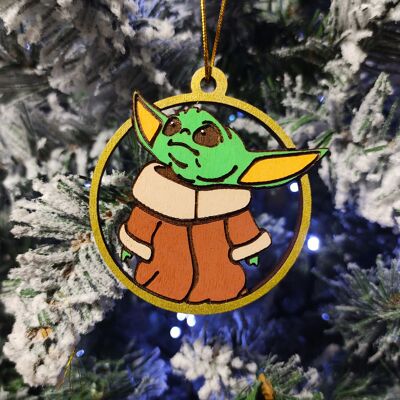 Décoration de Noël Star Wars en bois colorée - Grogu