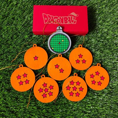 Ensemble de boules de cristal colorées en bois, décoration de Noël animée, boules étoilées et radar dragon – DBZ