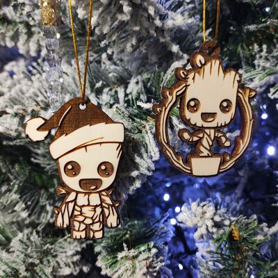 Wooden Groot Christmas Ornament Set - Guardians of the Galaxy