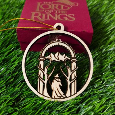 Adorno navideño de madera de El Señor de los Anillos - Puertas de Durin - Inauguración de la casa de Tolkien ESDLA
