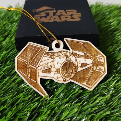 Décoration de Noël en bois représentant un vaisseau Star Wars – Chasseur TIE