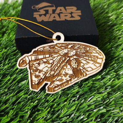 Décoration de Noël en bois représentant des vaisseaux Star Wars - Faucon Millenium