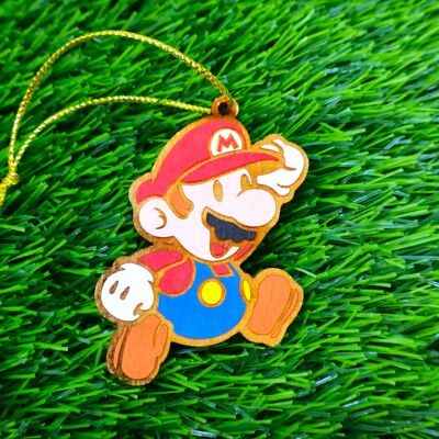 Wooden Colorful Super Mario Christmas Ornament - Retro Geek Home Decor