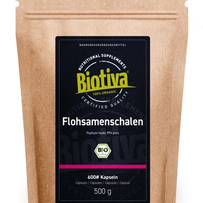 Flohsamenschalen Kapseln Bio - 600 Kapseln