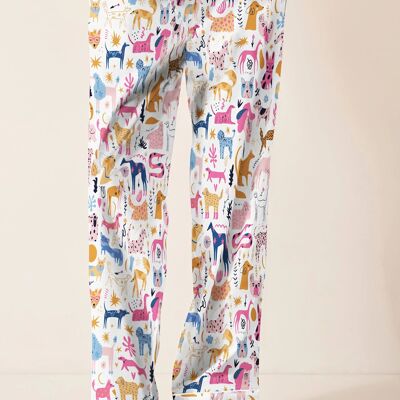 Pantaloni da pigiama da donna in cotone biologico con stampa di cane