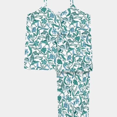 Completo pantaloni e canotta in cotone biologico da donna Boho Zebra