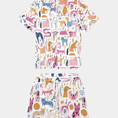 Ensemble pyjama court en coton biologique à imprimé chien pour enfant