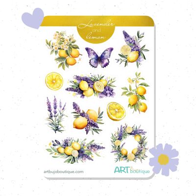 Foglio di adesivi Lavanda e Limoni