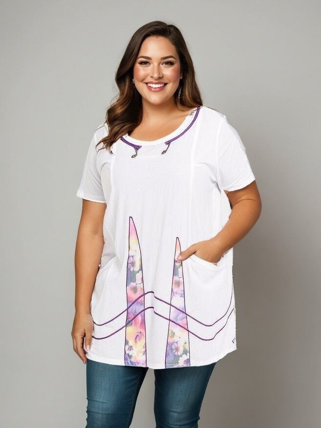 Tunique semi imprimé grande taille (A600&BLANC)