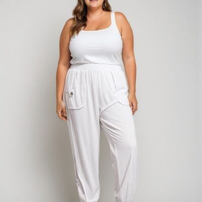 Plus size white baggy pants (B117&BLANC)