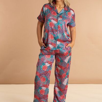 Pijama de satén para mujer Peacock
