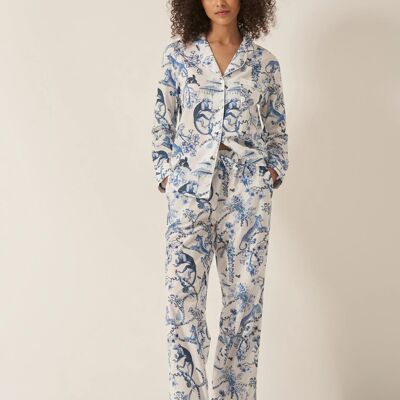 Pigiama e pantaloni da donna in cotone biologico a maniche lunghe Chinoiserie Whimsy