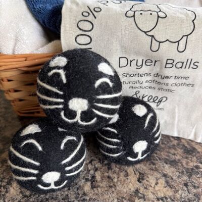 Cat Wool Dryer Balls - Set of 3 & Storage Bag