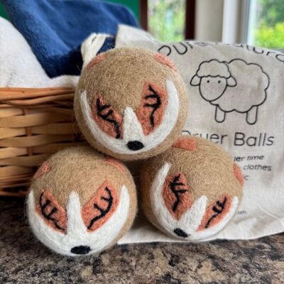 Palline per asciugatrice Fox Wool - Set da 3 e custodia